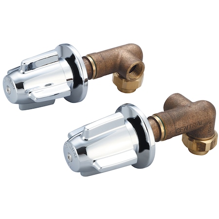 Central Brass Cast Brass Shower Corner Valve, Polished Chrome 1246